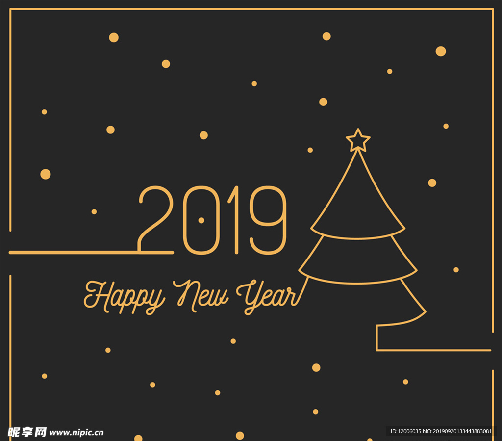 2019年金色新年圣诞树