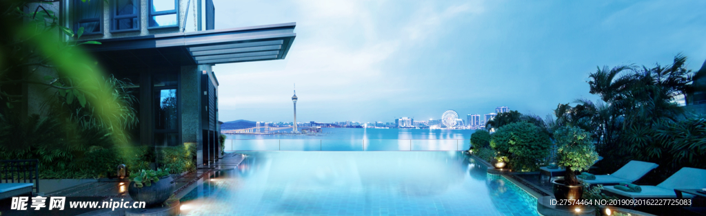 地产 户外 湖景 游泳池