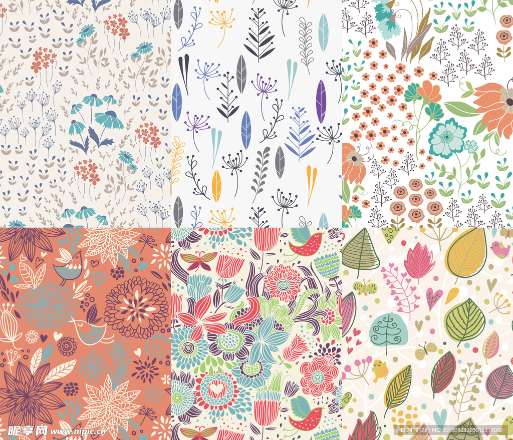 6款清新花鸟背景图案