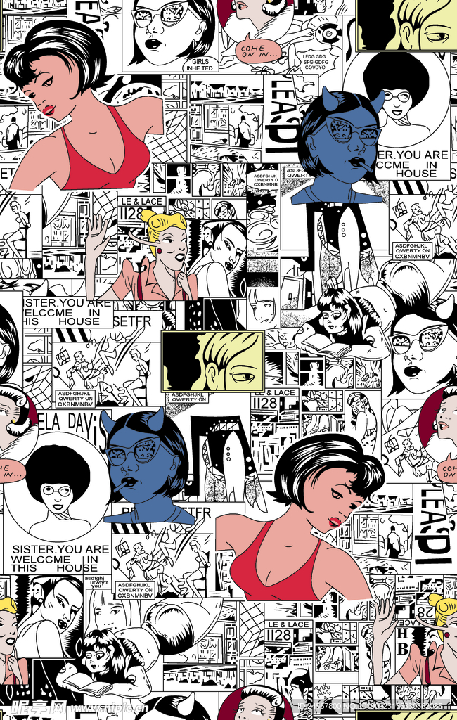 数码印花 动漫 美女 漫画