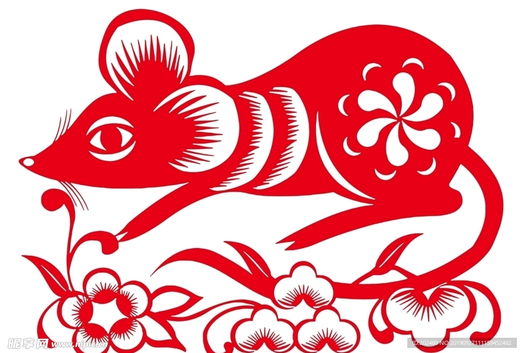 2020年鼠年窗花剪纸