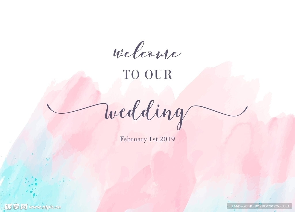 粉色水彩 蓝色水彩 小清新背景