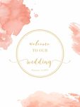 粉色水彩 小清新婚礼 迎宾牌