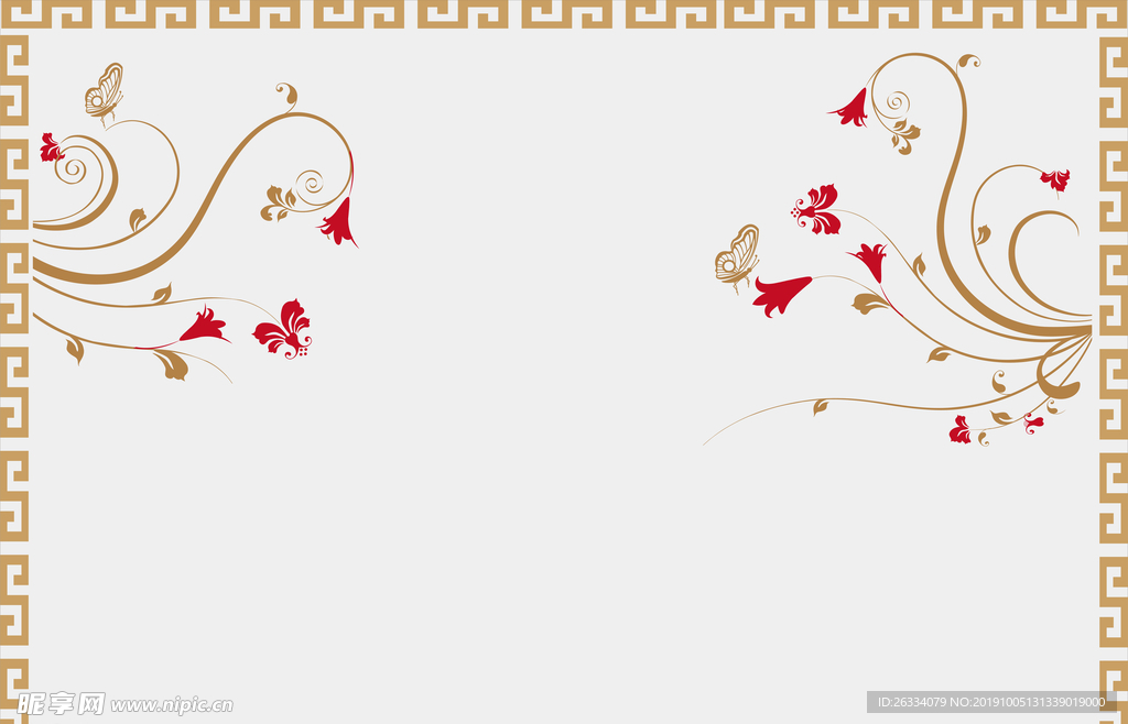 花 对角花 框 蝴蝶花 电视背