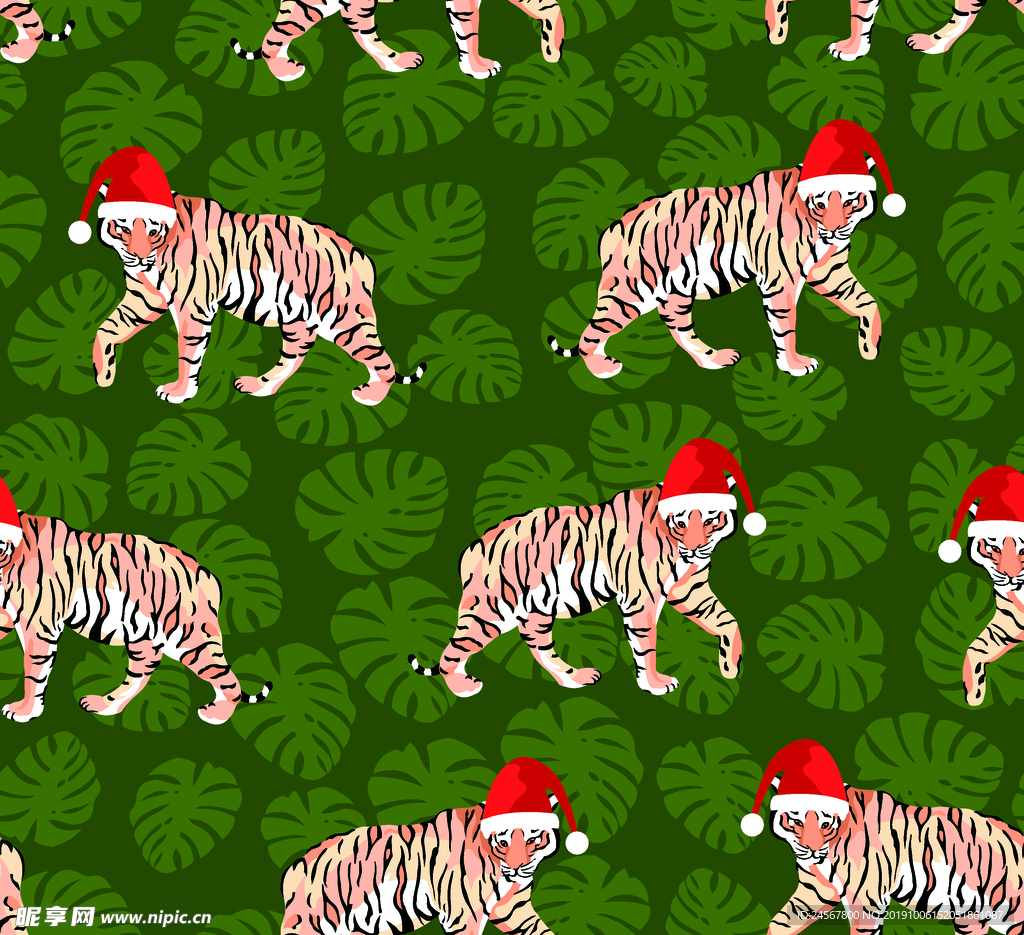 数码印花 圣诞 虎