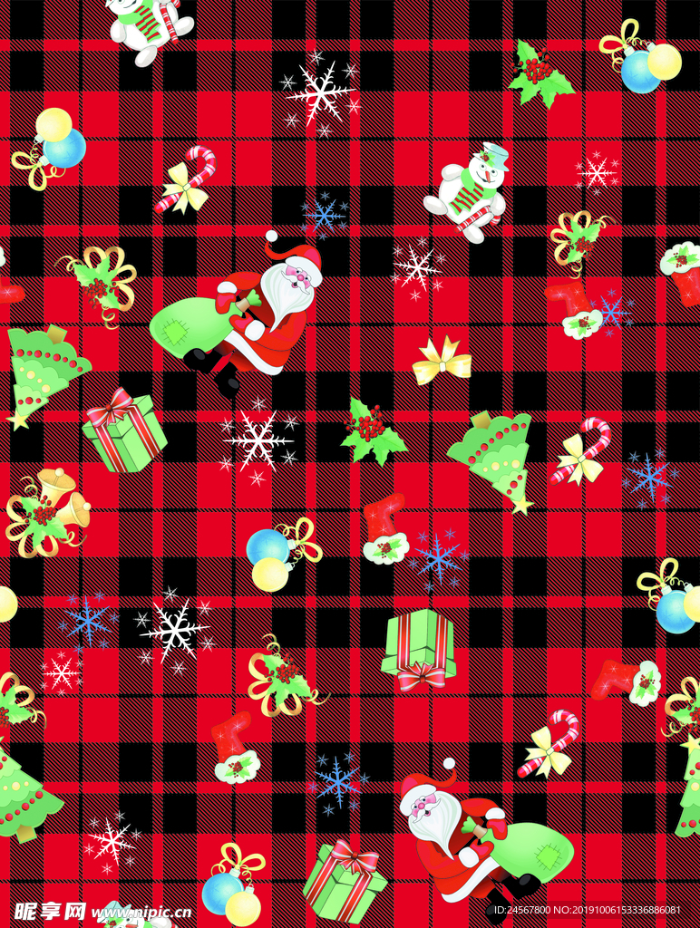 圣诞 数码印花 格子