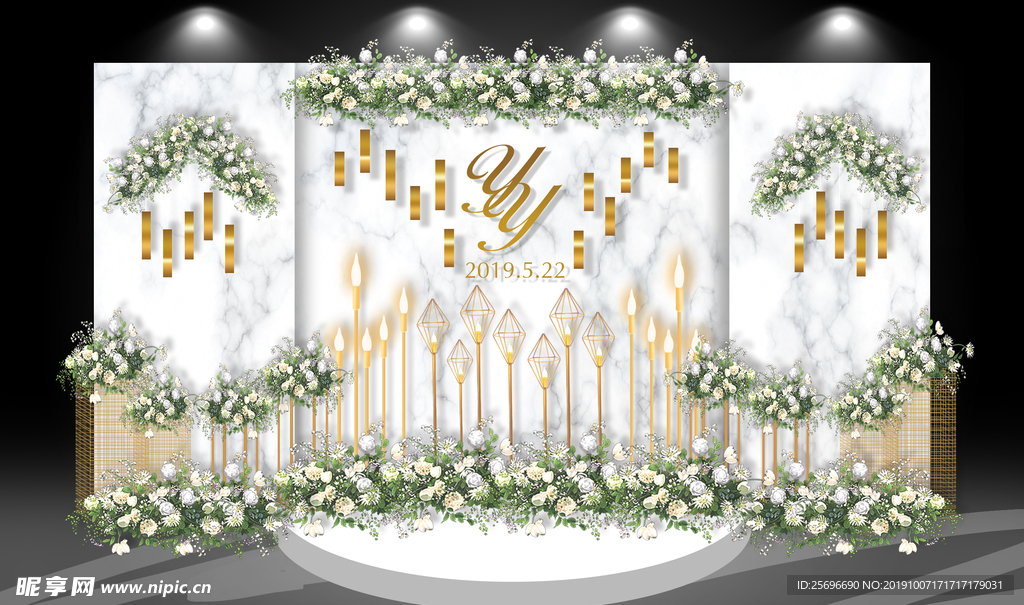 白绿婚礼迎宾区效果图