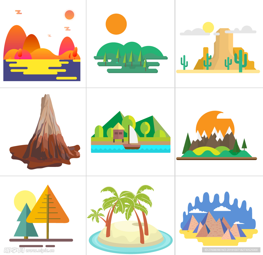 卡通自然风景画