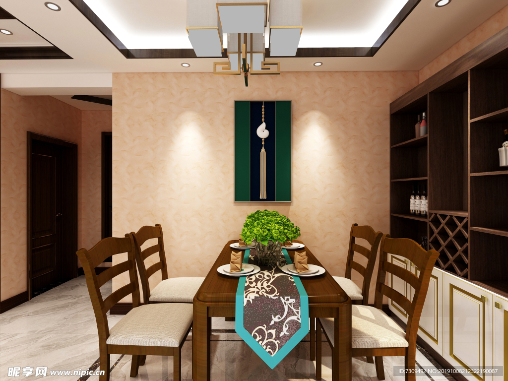 新中式风客餐厅装修效果图