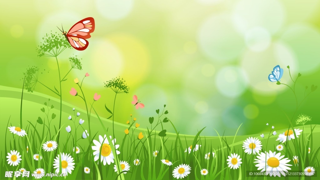 矢量绿色植物太阳花背景