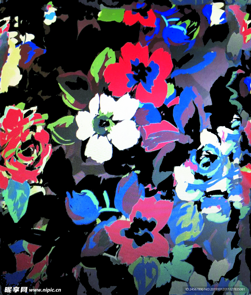 数码印花 花卉 手绘花