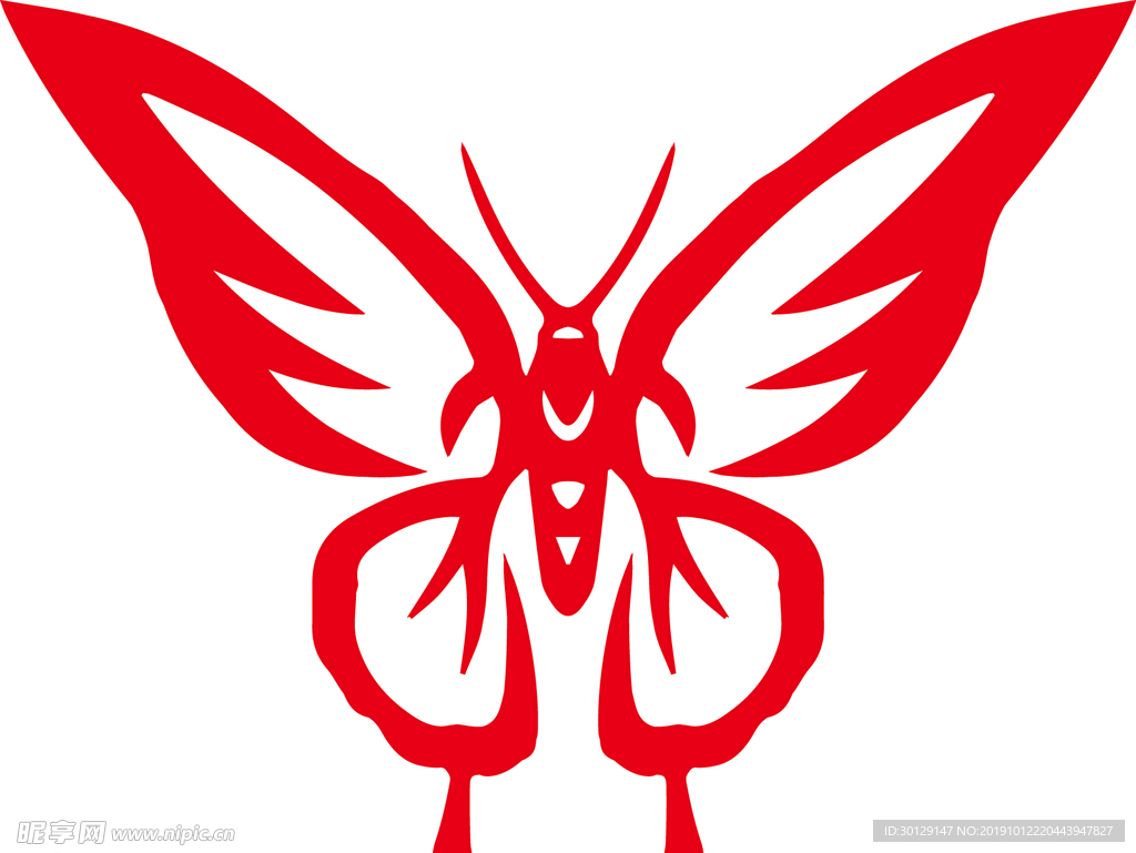 蝴蝶窗花剪纸矢量