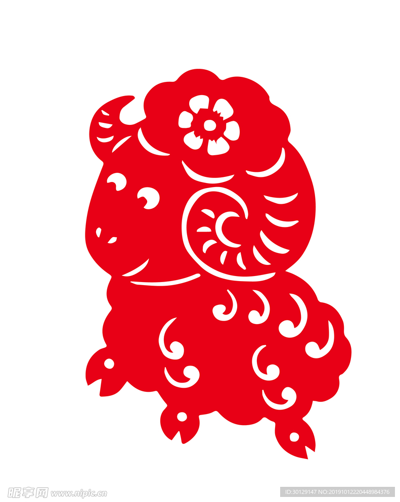 十二生肖羊窗花矢量