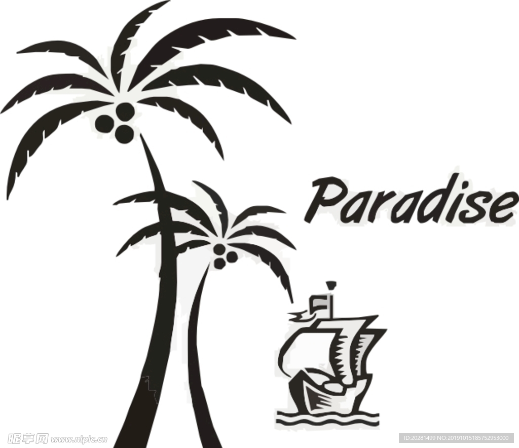 椰树 椰子 帆船