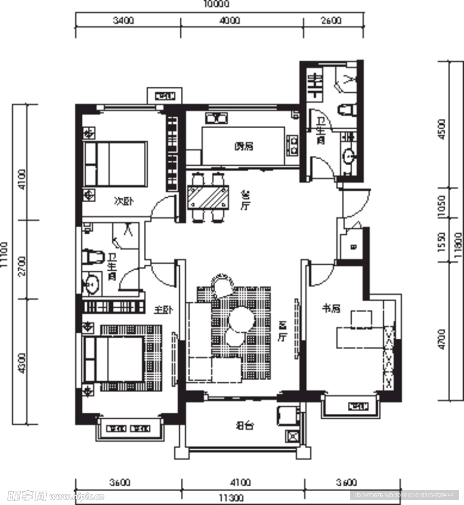 黑色线条户型图