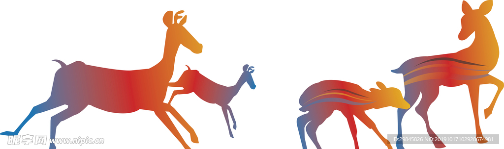 彩色鹿矢量造型