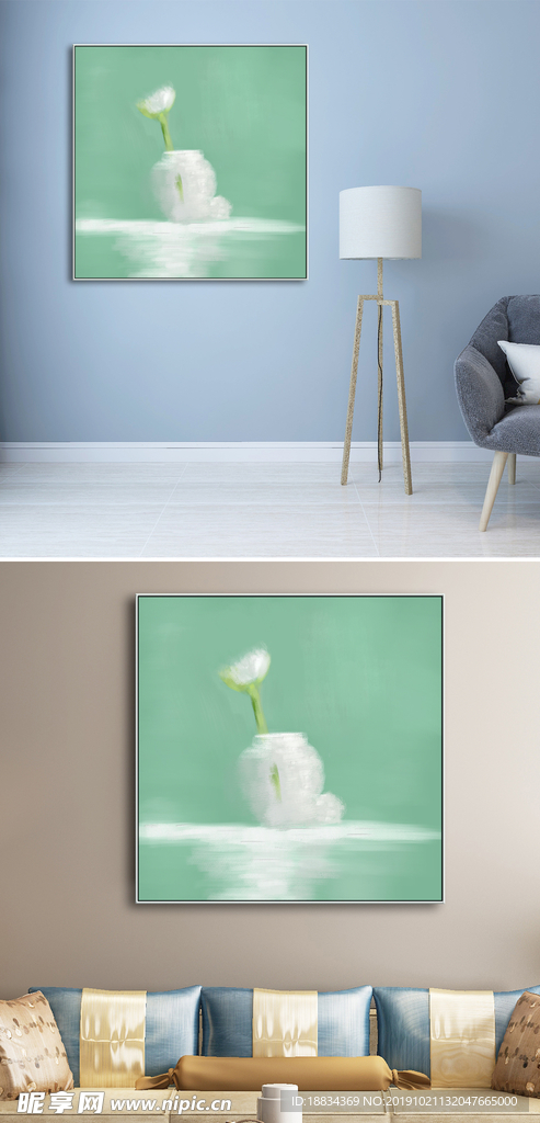 现代简约手绘抽象花朵油画装饰画