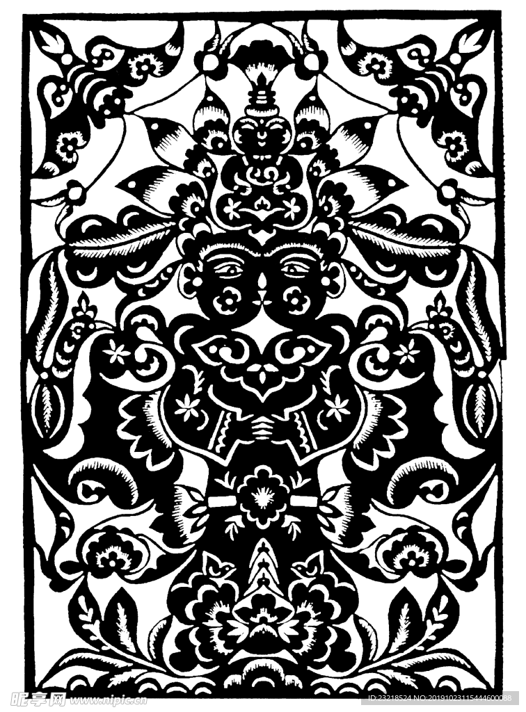 剪影 窗花 中国风 剪纸 手工