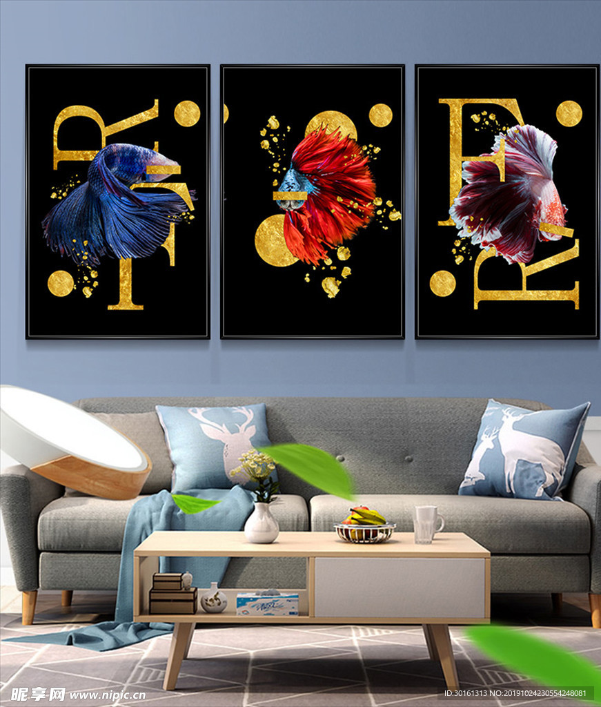 轻奢孔雀鱼晶瓷画装饰画