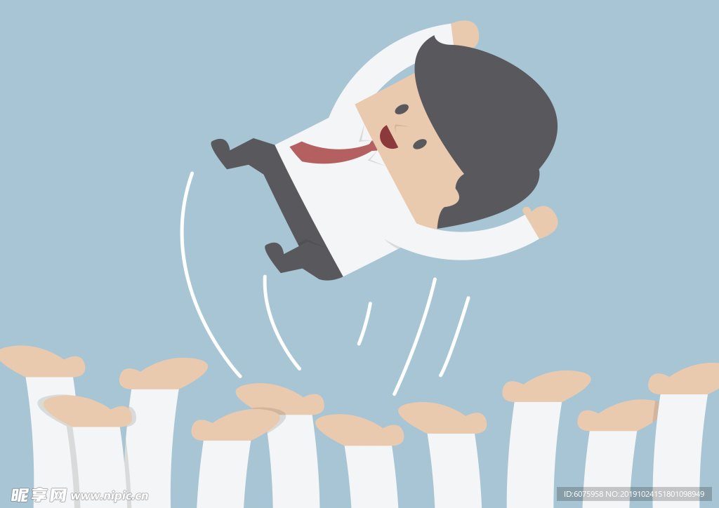 卡通职员成功被众人捧起职场跃升