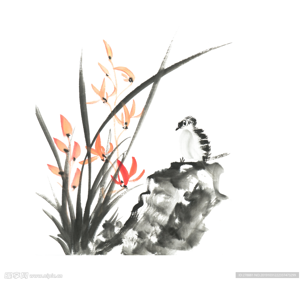 水墨兰花 中国风