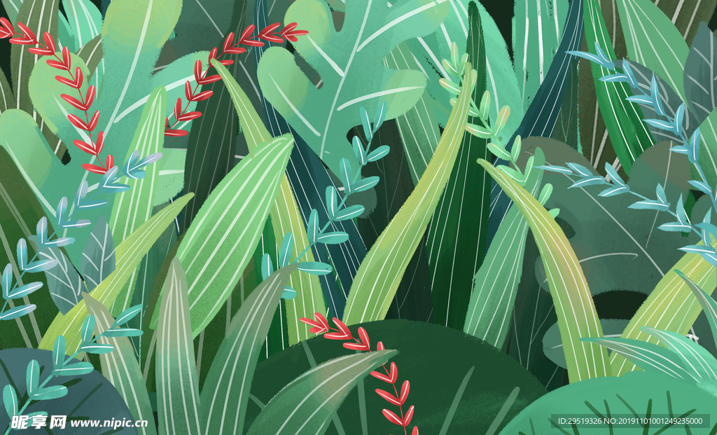 手绘风绿植插画