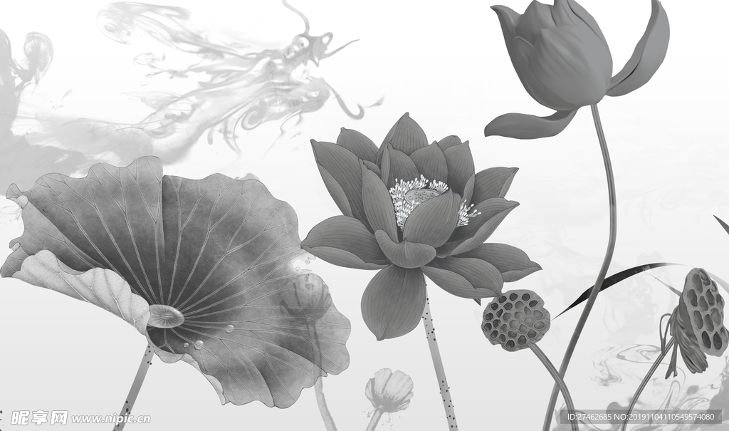 水墨荷花