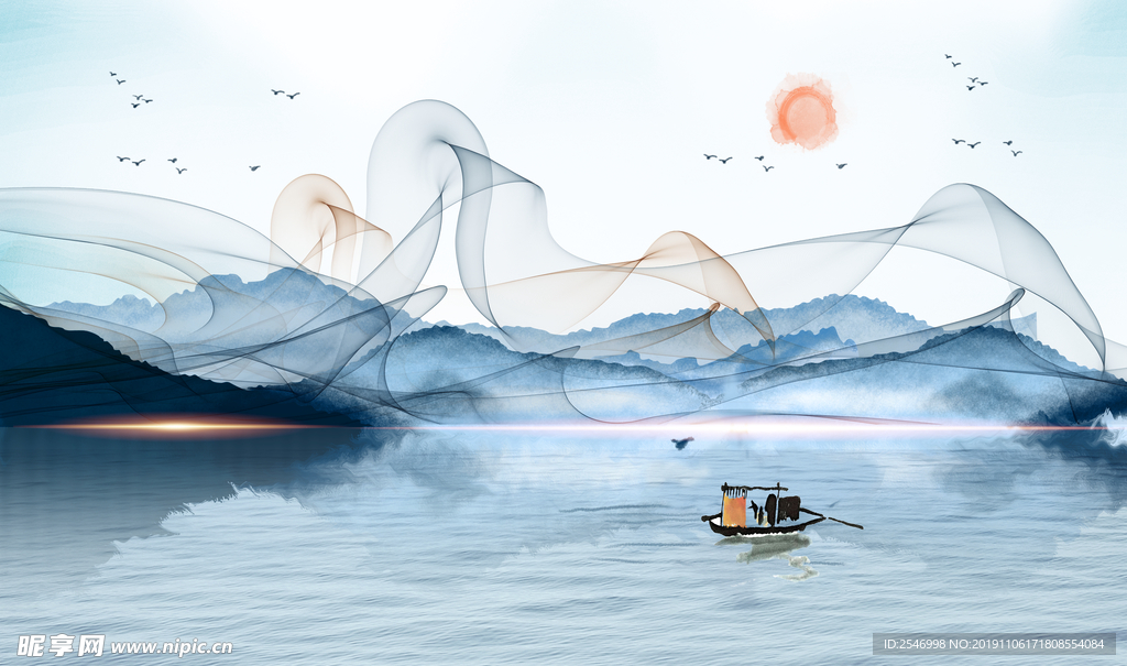 新中式山水背景墙