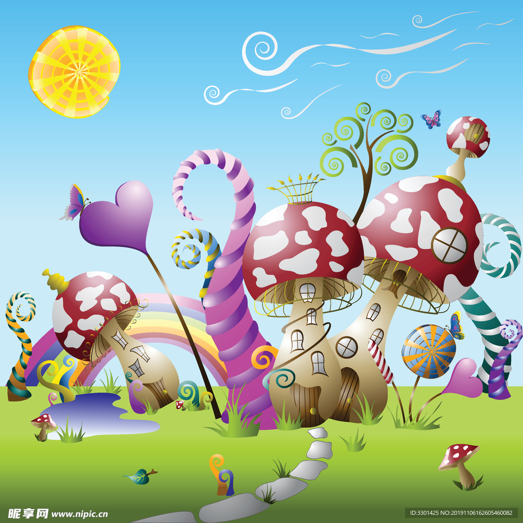 矢量卡通风景图 童话世界