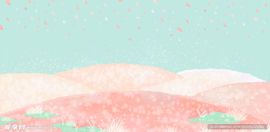 手绘粉色背景墙