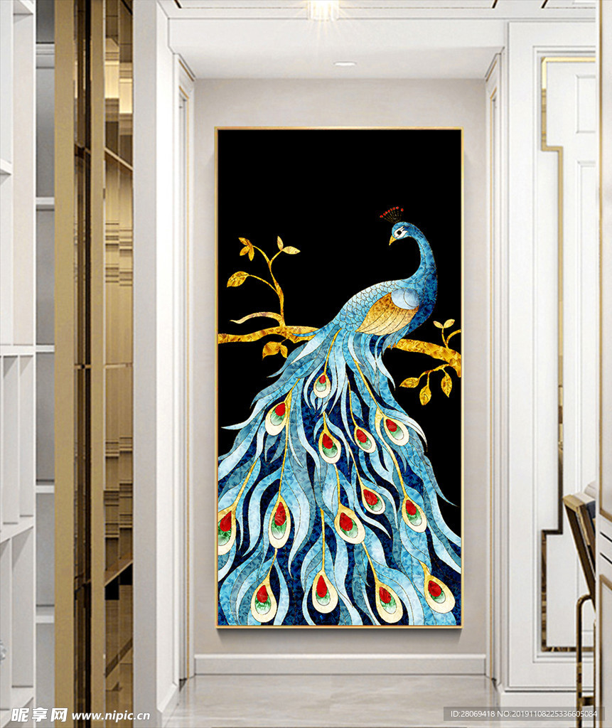 珐琅彩孔雀装饰画