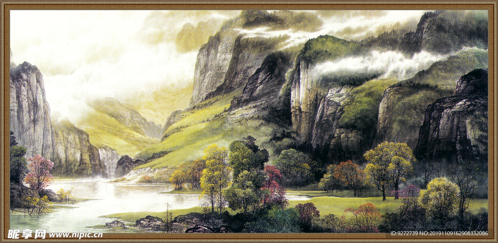 山水画 背景 墙  电视背景