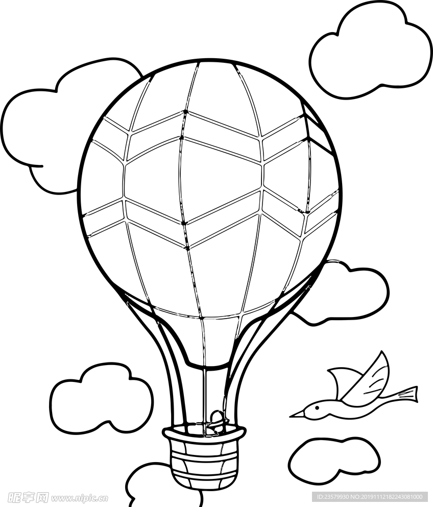 热气球简笔画