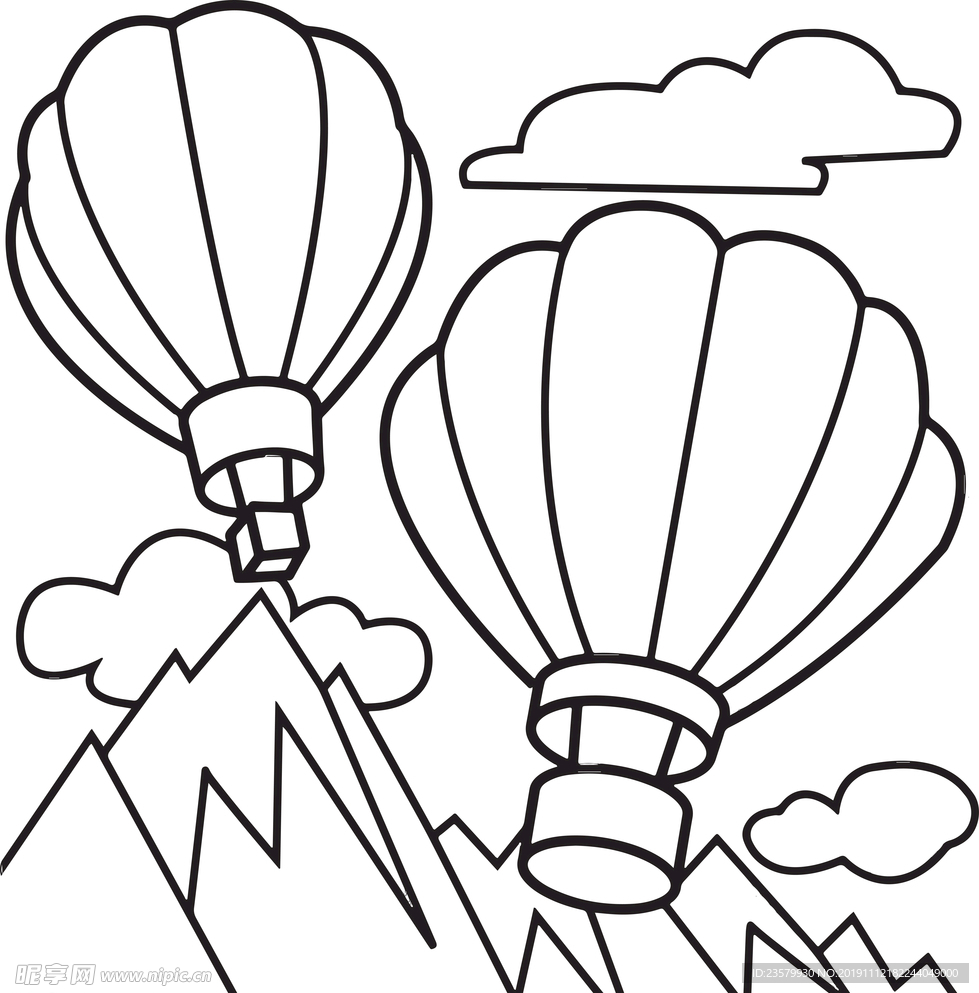 热气球山云简笔画