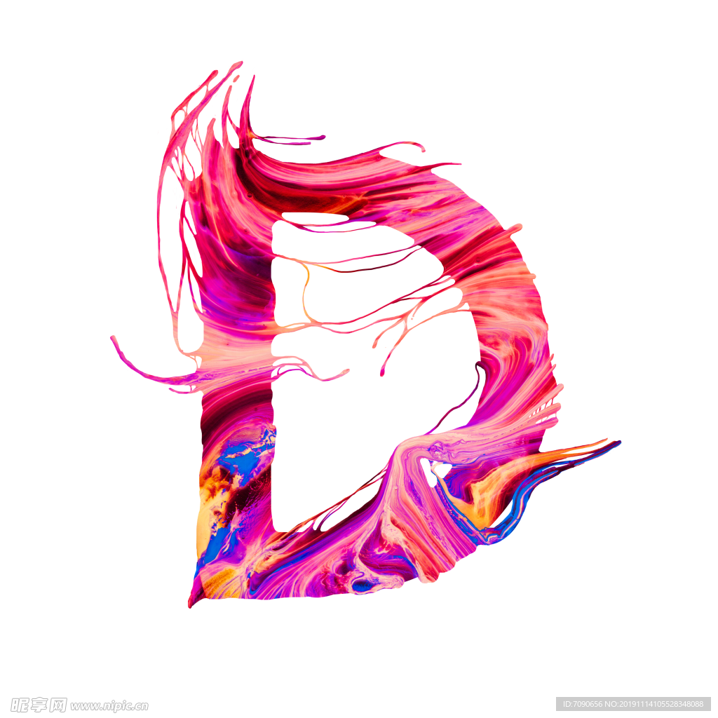 油彩喷溅效果英文字母D