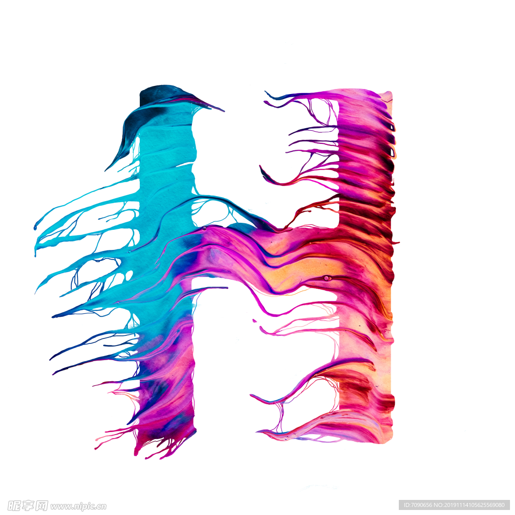 油彩喷溅效果英文字母H