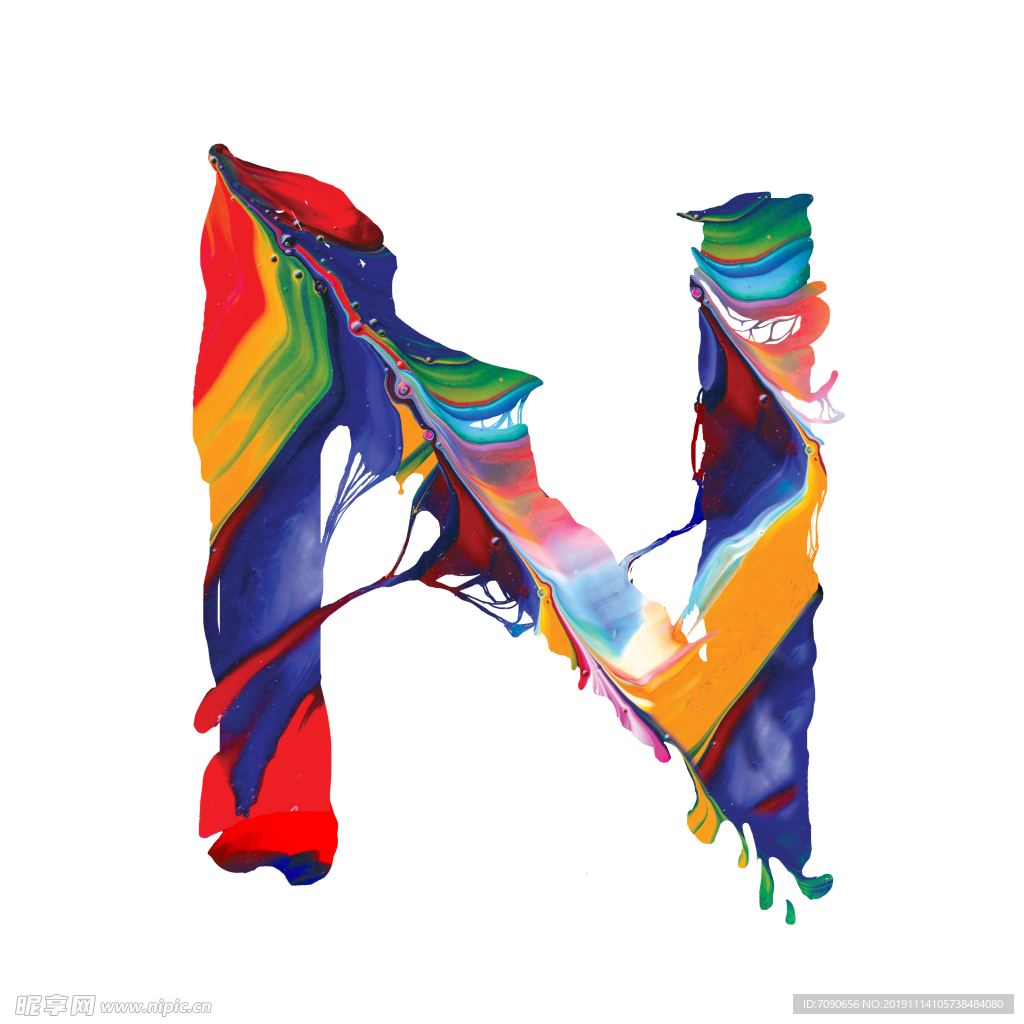 油彩喷溅效果英文字母N