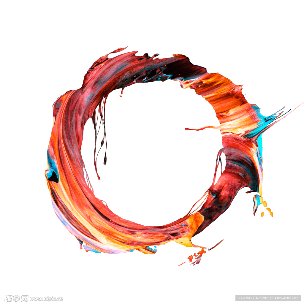 油彩喷溅效果英文字母O