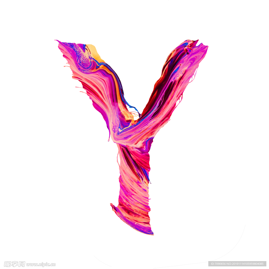 油彩喷溅效果英文字母Y