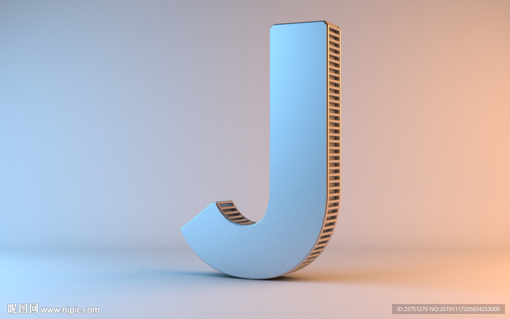C4D金属质感字母J