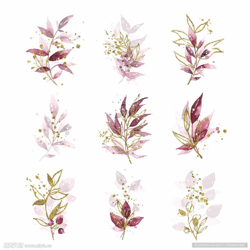 精致水彩手绘花卉图案