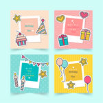 4款彩色扁平化语言气泡矢量图