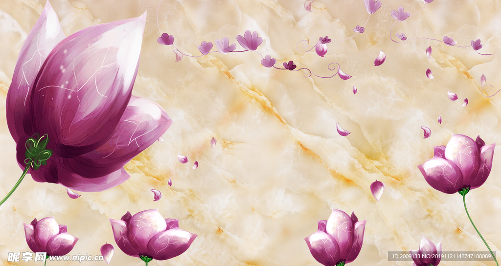 简约背景墙 玉石 花 浮雕 立