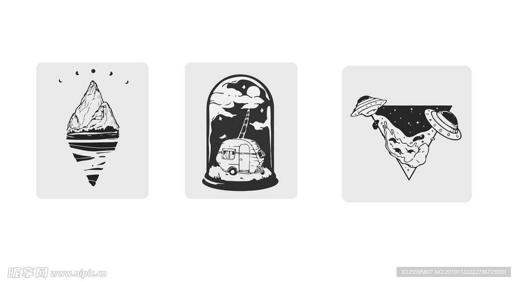 创意黑白插画幻想