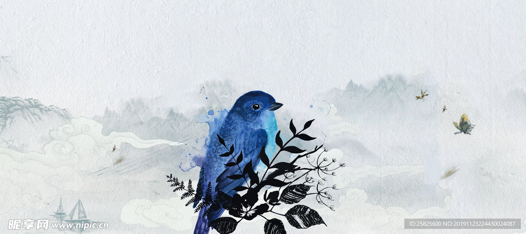 素雅中国风花鸟