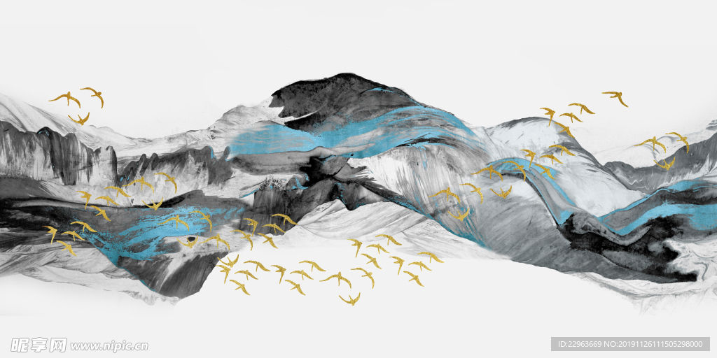 新中式装饰画 山水画 无框画