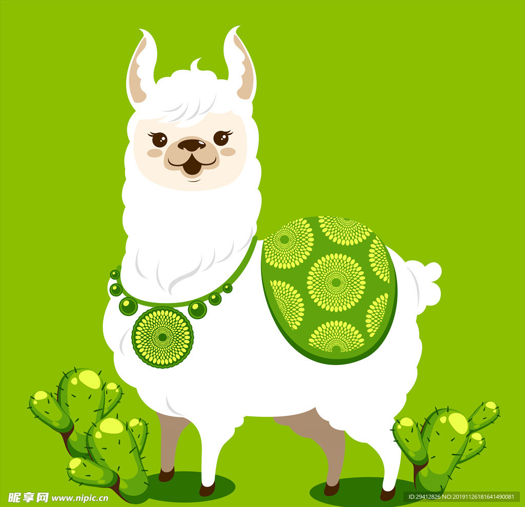 卡通羊驼插画