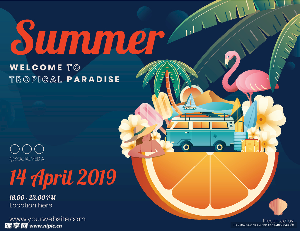 时尚夏季度假海报矢量素材