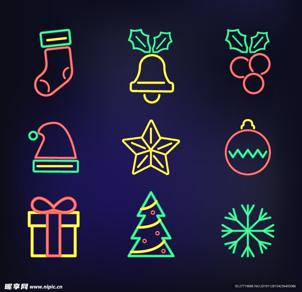 圣诞图标霓虹灯