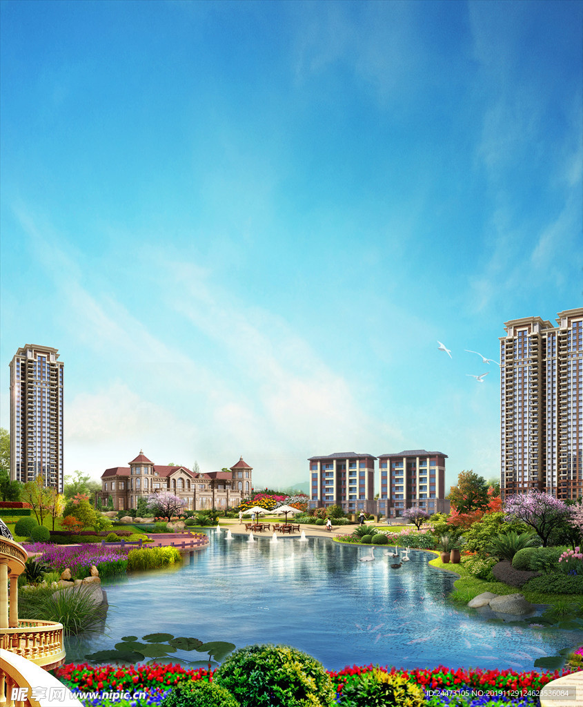 地产 园林 唯美 洋房 合图